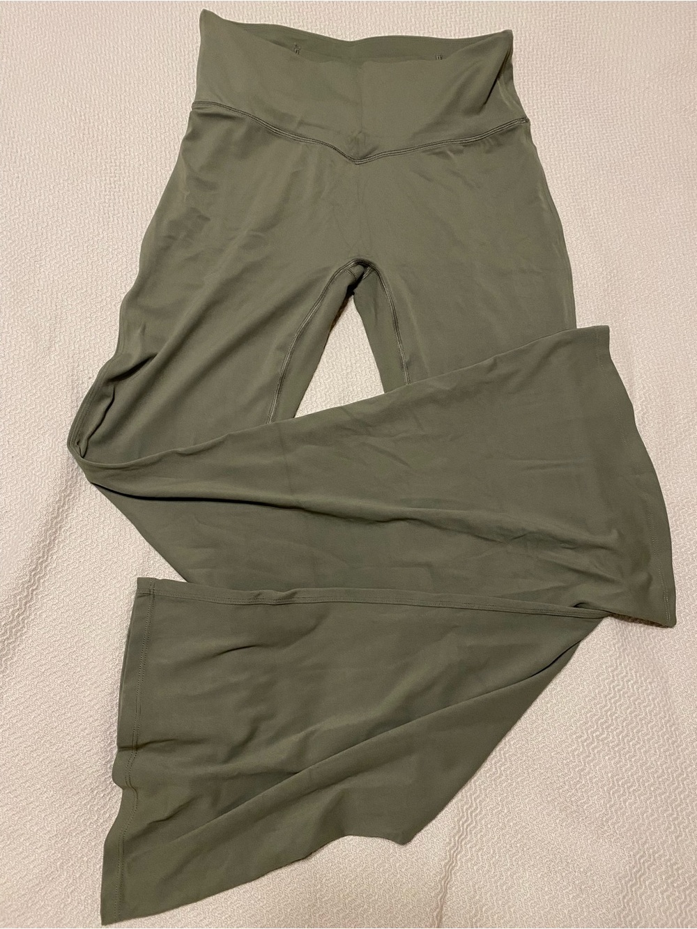 High-Rise Olive Green Flare Leggings